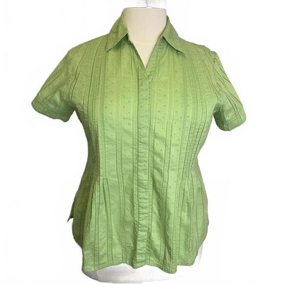 Coldwater Creek Women's Size 1X Plus Pale Green Shirt Sleeve Button Down Top - Picture 1 of 12